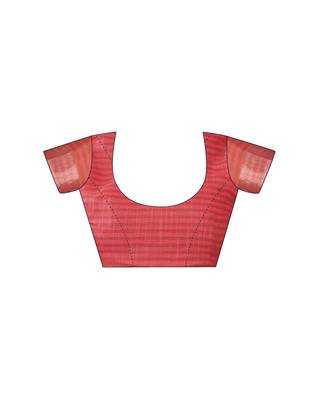 ready made red chanderi cotton screen printed work, ceremony, party and festive saree 5
