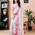 White linen zari screen printed zari work work, ceremony, party and festive ready to wear saree with blouse