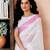 White linen zari screen printed zari work work, ceremony, party and festive ready to wear saree with blouse