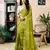 ready to wear green linen zari screen printed zari work work, ceremony, party and festive saree with blouse