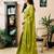 Green linen zari screen printed zari work work, ceremony, party and festive ready to wear saree with blouse
