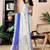 White and blue linen zari screen printed zari work work, ceremony, party and festive ready to wear saree with blouse