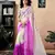 ready to wear white and purple chanderi cotton screen printed work, ceremony, party and festive saree with blouse