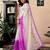 White and purple chanderi cotton screen printed work, ceremony, party and festive ready to wear saree with blouse
