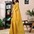 Yellow chanderi cotton screen printed work, ceremony, party and festive ready to wear saree with blouse