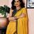 Yellow chanderi cotton screen printed work, ceremony, party and festive ready to wear saree with blouse