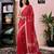 Red chanderi cotton screen printed work, ceremony, party and festive ready to wear saree with blouse