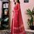 Red chanderi cotton screen printed work, ceremony, party and festive ready to wear saree with blouse