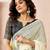 White linen zari screen printed zari work work, ceremony, party and festive ready to wear saree with blouse