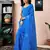 ready to wear blue chanderi cotton screen printed work, ceremony, party and festive saree with blouse