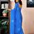 Blue chanderi cotton screen printed work, ceremony, party and festive ready to wear saree with blouse