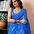 Blue chanderi cotton screen printed work, ceremony, party and festive ready to wear saree with blouse