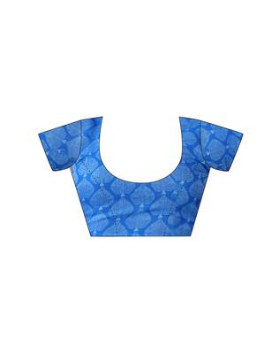 ready made blue chanderi cotton screen printed work, ceremony, party and festive saree 5