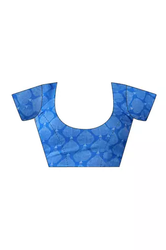 ready made blue chanderi cotton screen printed work, ceremony, party and festive saree