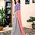 Red, grey and blue chanderi cotton screen printed work, ceremony, party and festive ready to wear saree with blouse