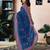 Blue chanderi cotton screen printed work, ceremony, party and festive ready to wear saree with blouse