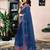 Blue chanderi cotton screen printed work, ceremony, party and festive ready to wear saree with blouse