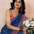 Blue chanderi cotton screen printed work, ceremony, party and festive ready to wear saree with blouse