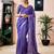 Purple linen zari screen printed zari work work, ceremony, party and festive ready to wear saree with blouse