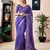 ready to wear purple linen zari screen printed zari work work, ceremony, party and festive saree with blouse
