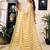 Yellow linen zari screen printed zari work work, ceremony, party and festive ready to wear saree with blouse