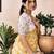 Yellow linen zari screen printed zari work work, ceremony, party and festive ready to wear saree with blouse