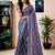 Purple linen zari screen printed zari work work, ceremony, party and festive ready to wear saree with blouse