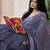 Purple linen zari screen printed zari work work, ceremony, party and festive ready to wear saree with blouse