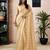 Yellow linen zari screen printed zari work work, ceremony, party and festive ready to wear saree with blouse