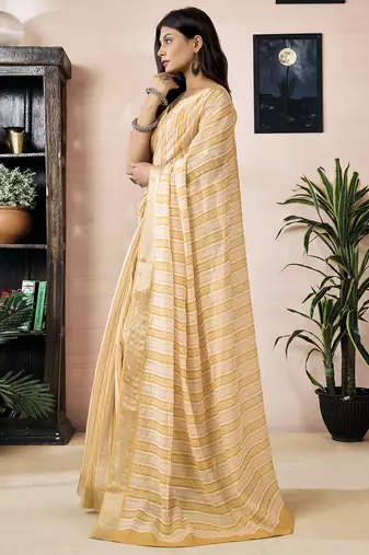 ready made yellow linen zari screen printed zari work work, ceremony, party and festive saree