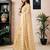 Yellow linen zari screen printed zari work work, ceremony, party and festive ready to wear saree with blouse