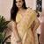 Yellow linen zari screen printed zari work work, ceremony, party and festive ready to wear saree with blouse
