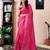 Pink linen zari screen printed zari work work, ceremony, party and festive ready to wear saree with blouse