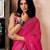 Pink linen zari screen printed zari work work, ceremony, party and festive ready to wear saree with blouse