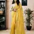 ready to wear yellow linen zari screen printed zari work work, ceremony, party and festive saree with blouse