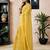 Yellow linen zari screen printed zari work work, ceremony, party and festive ready to wear saree with blouse
