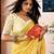 Yellow linen zari screen printed zari work work, ceremony, party and festive ready to wear saree with blouse
