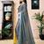Yellow and grey linen zari screen printed zari work work, ceremony, party and festive ready to wear saree with blouse