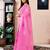 Pink chanderi cotton screen printed work, ceremony, party and festive ready to wear saree with blouse