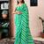Green and white chanderi cotton screen printed work, ceremony, party and festive ready to wear saree with blouse