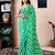 ready to wear green and white chanderi cotton screen printed work, ceremony, party and festive saree with blouse