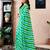 Green and white chanderi cotton screen printed work, ceremony, party and festive ready to wear saree with blouse