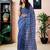 Blue chanderi cotton screen printed work, ceremony, party and festive ready to wear saree with blouse