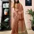 ready to wear brown chanderi cotton screen printed work, ceremony, party and festive saree with blouse