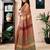 Brown chanderi cotton screen printed work, ceremony, party and festive ready to wear saree with blouse