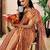 Brown chanderi cotton screen printed work, ceremony, party and festive ready to wear saree with blouse