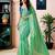 Green chanderi cotton screen printed work, ceremony, party and festive ready to wear saree with blouse