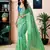 ready to wear green chanderi cotton screen printed work, ceremony, party and festive saree with blouse