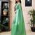 Green chanderi cotton screen printed work, ceremony, party and festive ready to wear saree with blouse