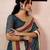 Grey linen zari screen printed zari work pocket work ceremony, party and festive ready to wear saree with blouse